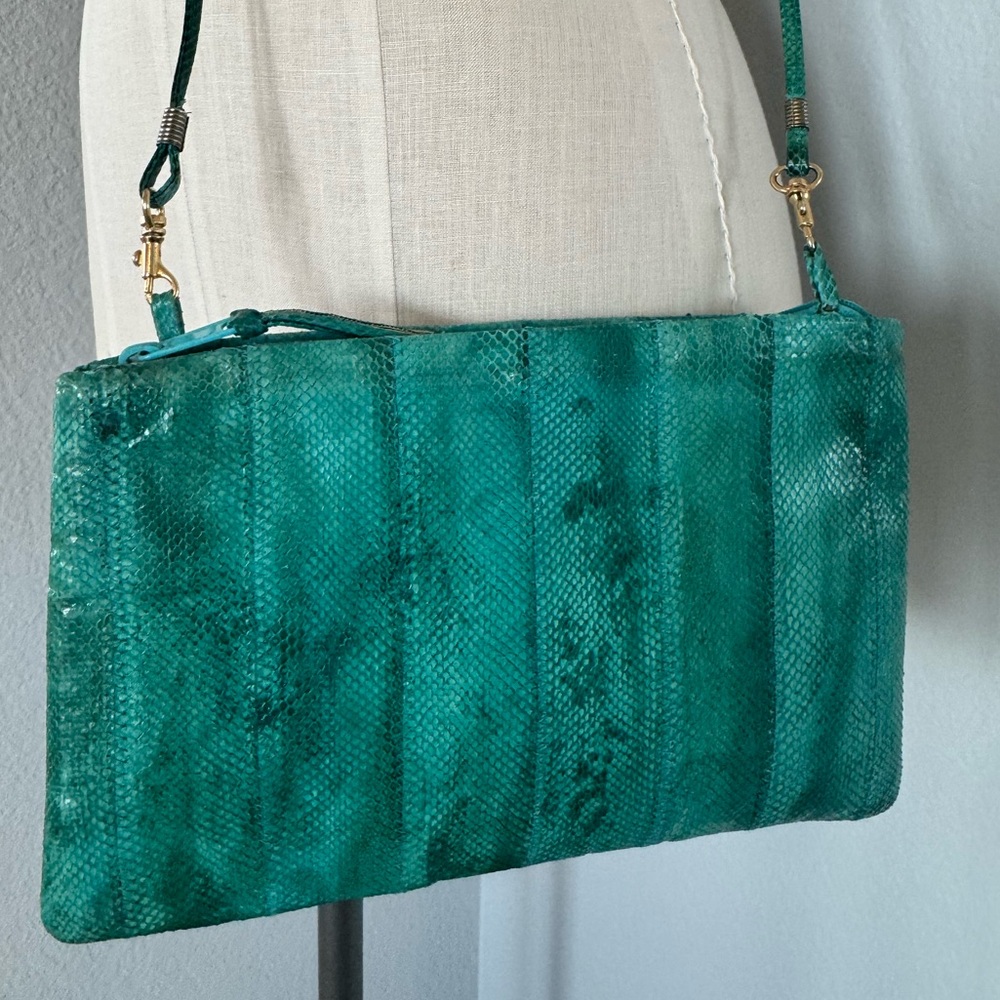 Snake Skin Vintage Crossbody Bag Teal